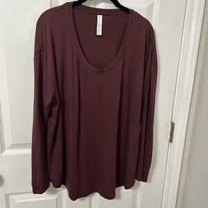 Athleta Deep Burgundy Long Sleeve Blouse